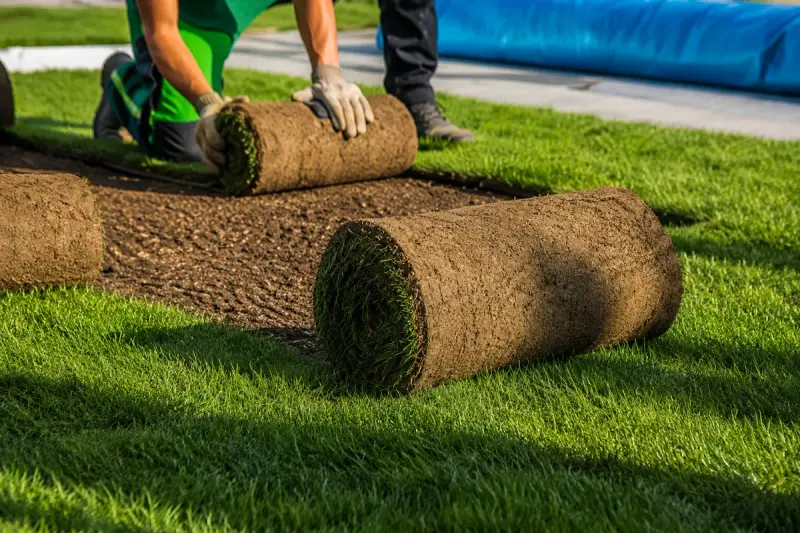 Freshly laid roll-on turf grass sod by Green Nature in Cork