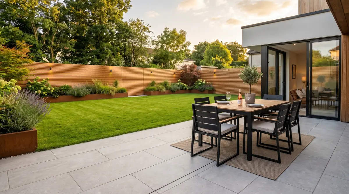 Premium modern grey porcelain patio